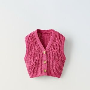 Zara knitted floral vest